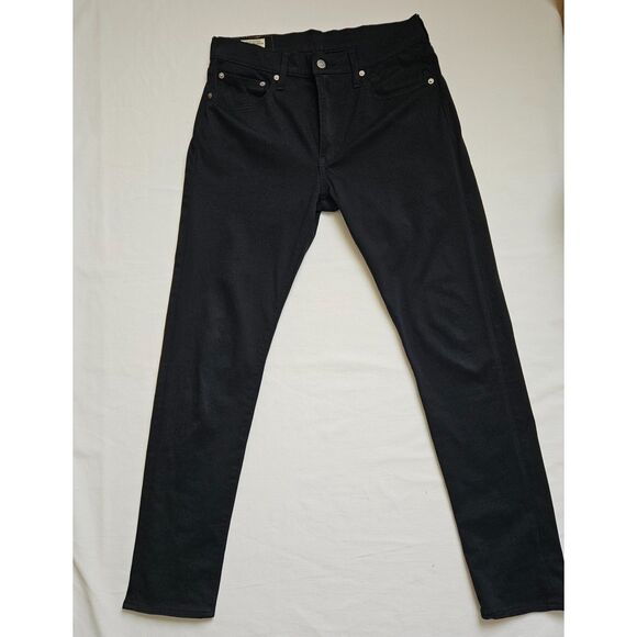 LEVI'S PREMIUM 512 Jeans Mens W31 X L32 Jet Black Slim Taper Leather Patch - Picture 2 of 9